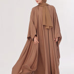 Flowy Farshi Cut Abaya - Almond Brown