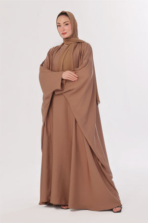 Flowy Farshi Cut Abaya - Almond Brown