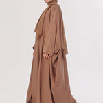 Flowy Farshi Cut Abaya - Almond Brown