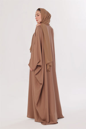 Flowy Farshi Cut Abaya - Almond Brown