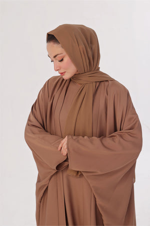 Flowy Farshi Cut Abaya - Almond Brown