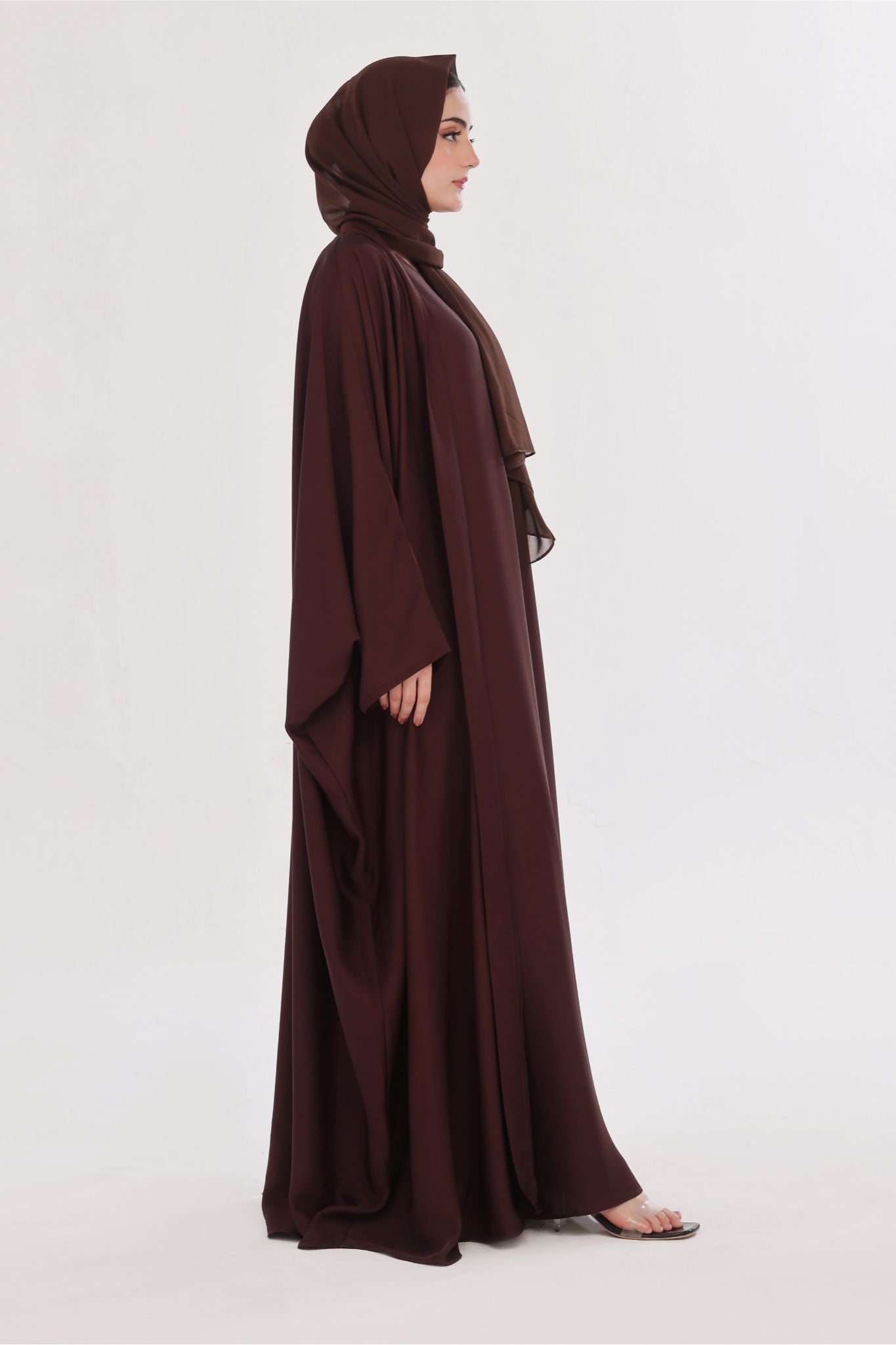 Flowy Farshi Cut Abaya - Burnt Wood