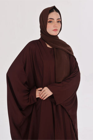 Flowy Farshi Cut Abaya - Burnt Wood