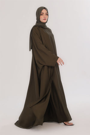 Flowy Farshi Cut Abaya - Dark Olive