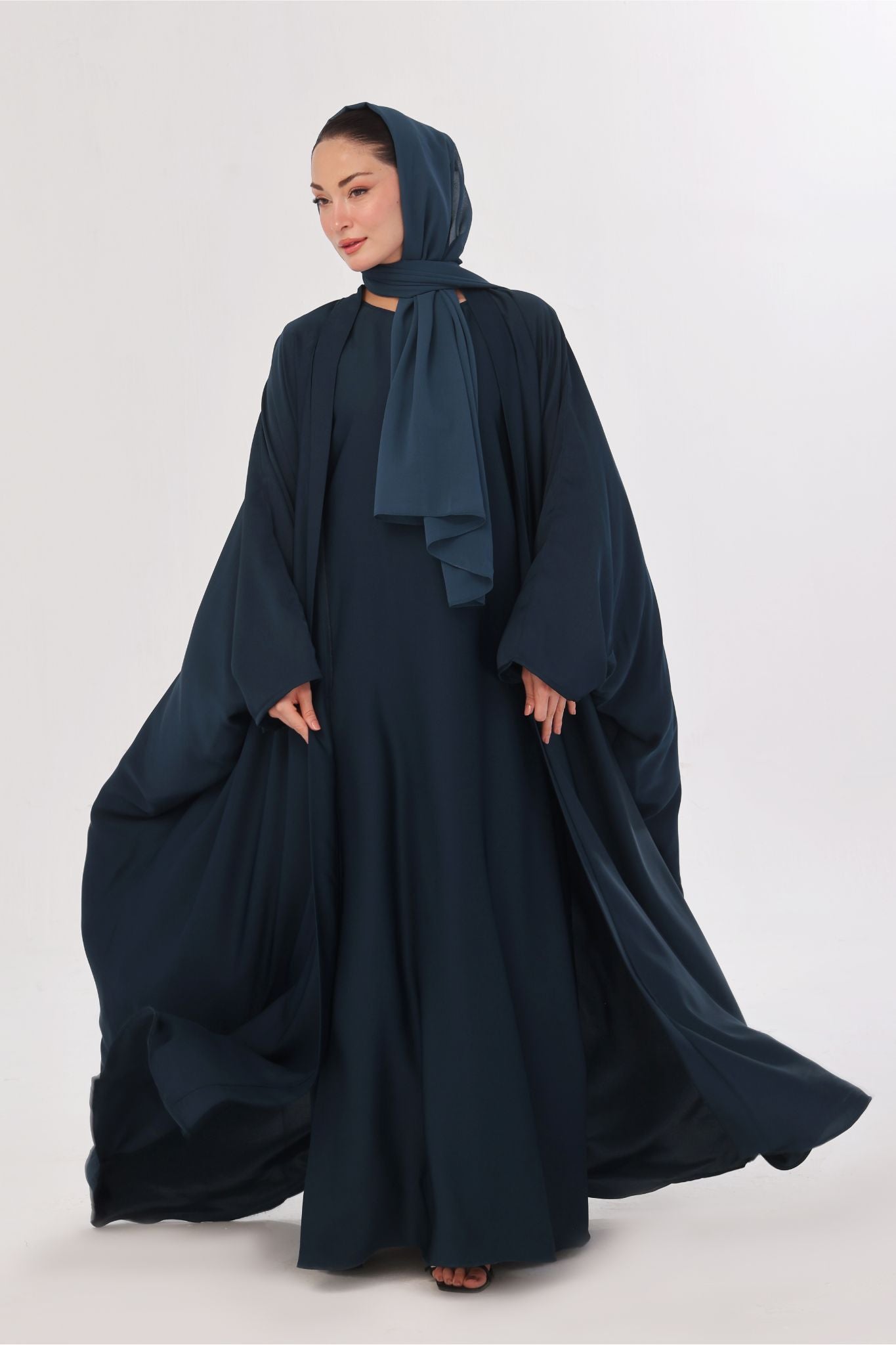 Flowy Farshi Cut Abaya - Deep Teal