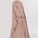 Flowy Farshi Cut Abaya - Ivory Nude