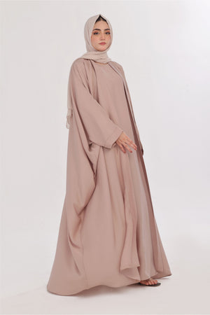 Flowy Farshi Cut Abaya - Ivory Nude