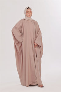 Flowy Farshi Cut Abaya - Ivory Nude