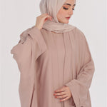 Flowy Farshi Cut Abaya - Ivory Nude