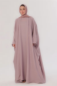 Flowy Farshi Cut Abaya - Neutral Pink