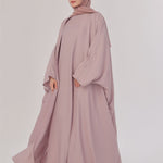 Flowy Farshi Cut Abaya - Neutral Pink