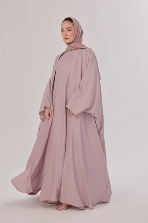 Flowy Farshi Cut Abaya - Neutral Pink