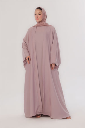 Flowy Farshi Cut Abaya - Neutral Pink