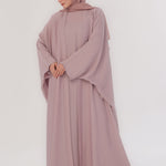 Flowy Farshi Cut Abaya - Neutral Pink