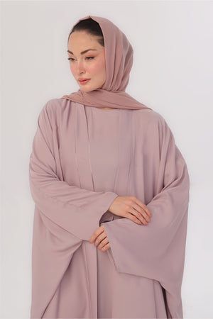 Flowy Farshi Cut Abaya - Neutral Pink