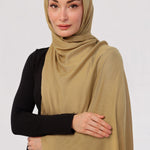 Henna Modal Hijab - close-up of smooth modal fabric texture.