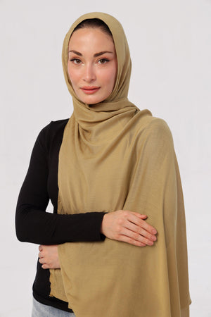 Henna Modal Hijab - close-up of smooth modal fabric texture.
