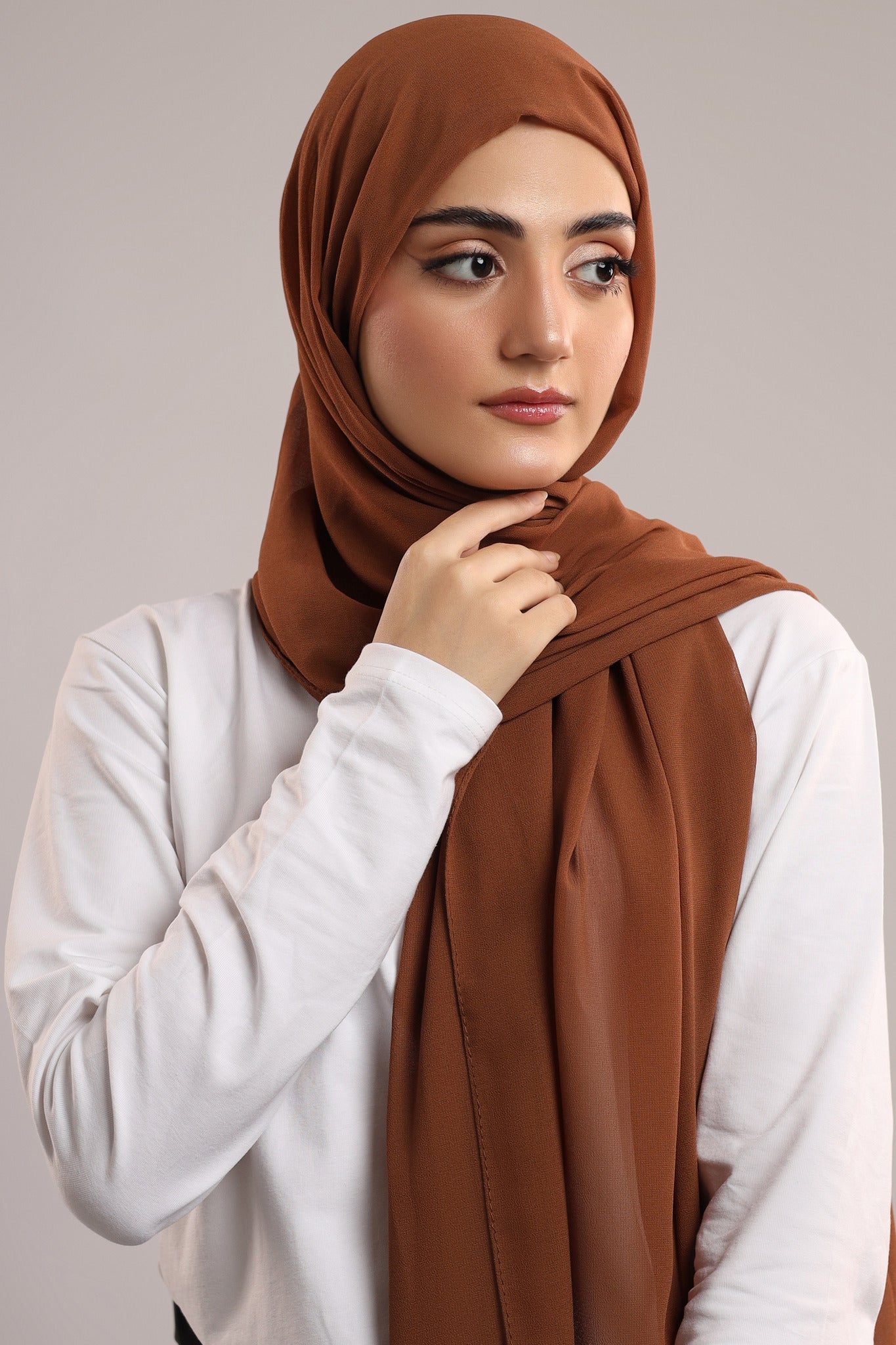 Pre-sewn Instant Georgette - Caramel Brown