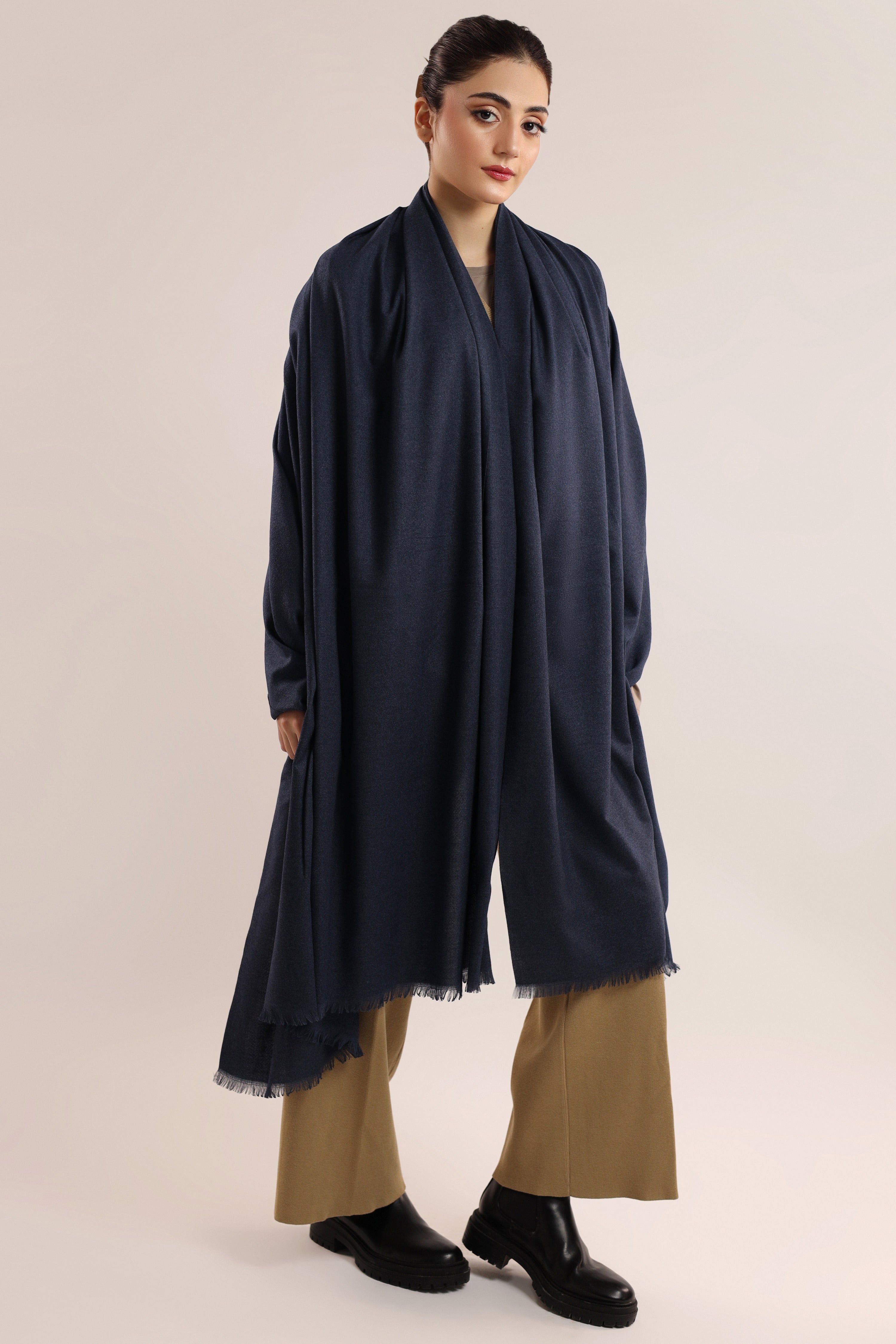 Woolen Shawl - Navy