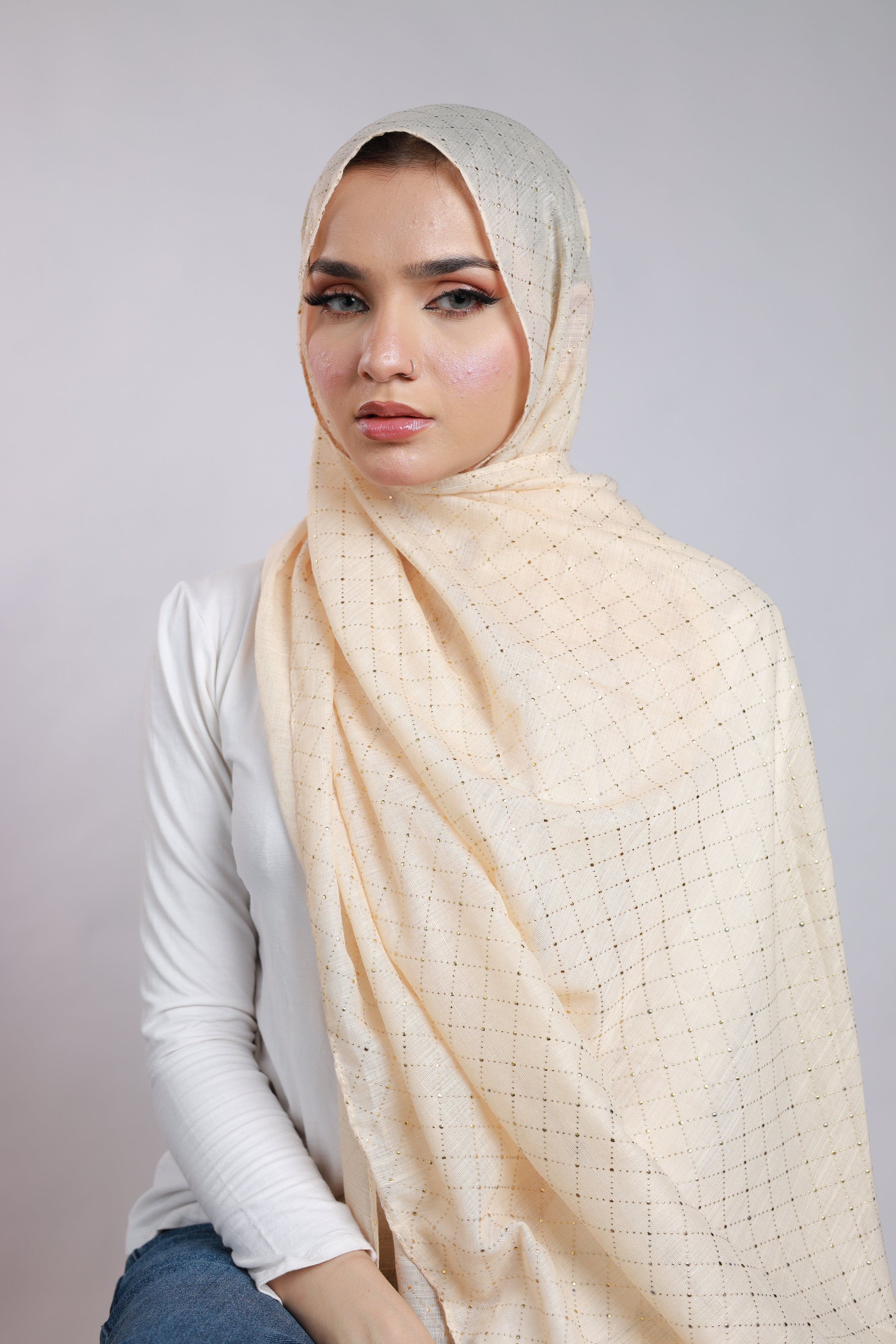 Embellished Viscose - Cream