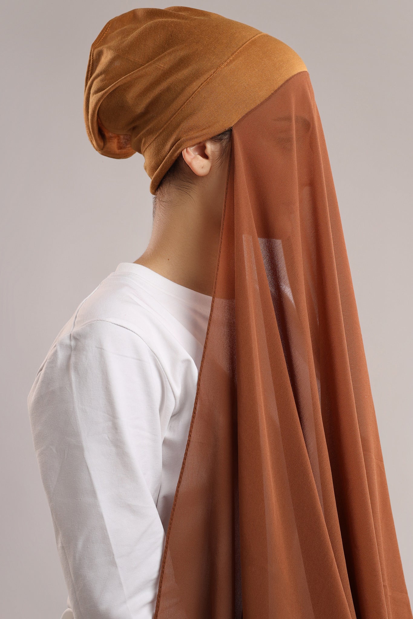 Pre-sewn Instant Georgette - Caramel Brown