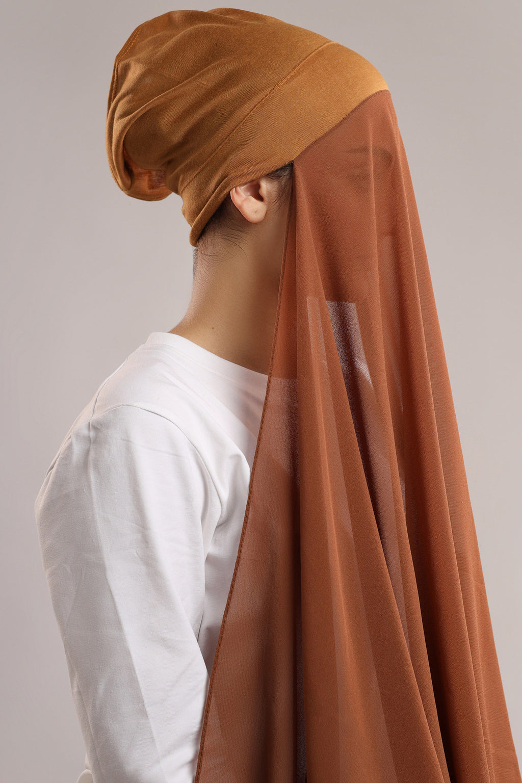 Pre-sewn Instant Georgette - Caramel Brown