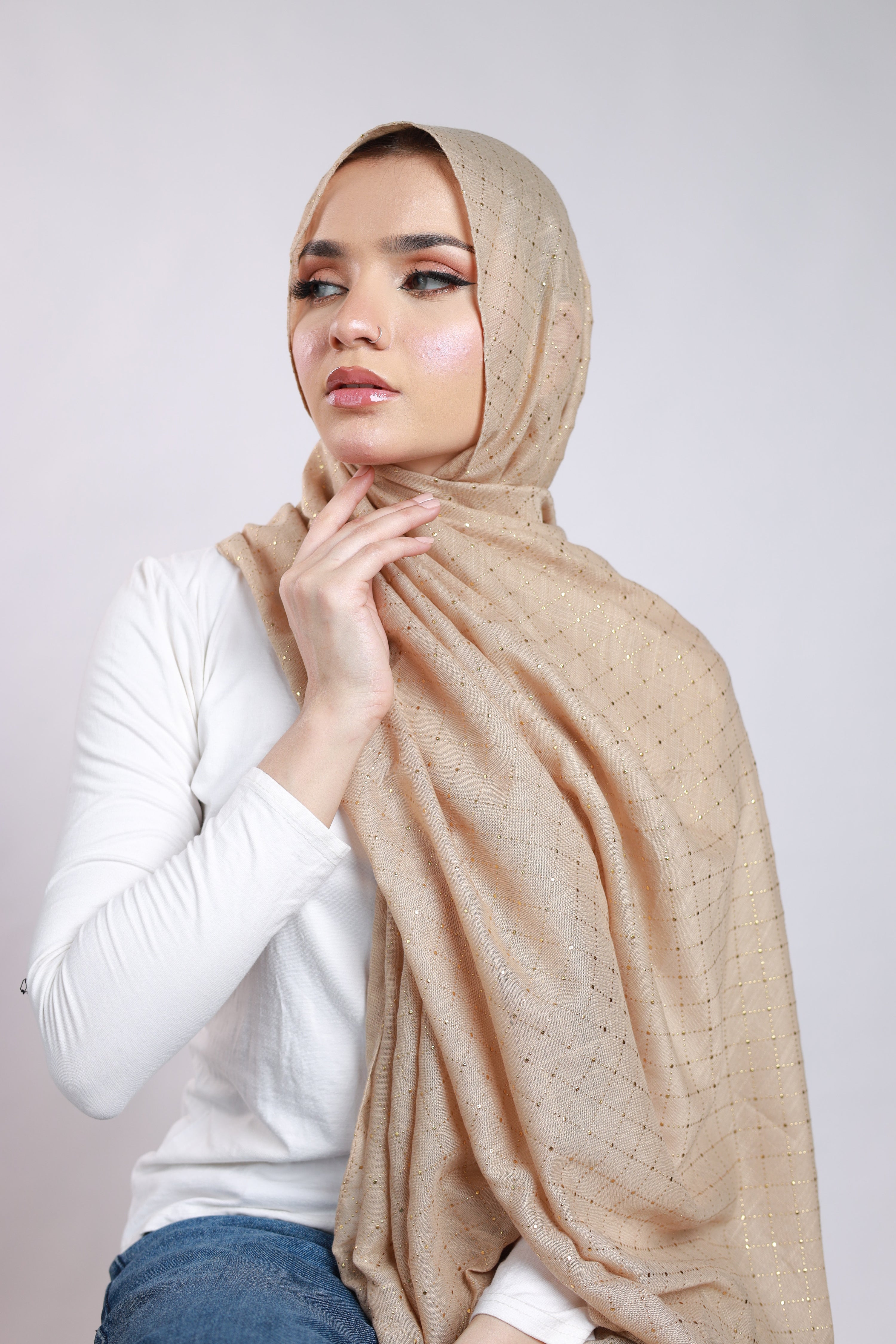 Embellished Viscose - Light Nude