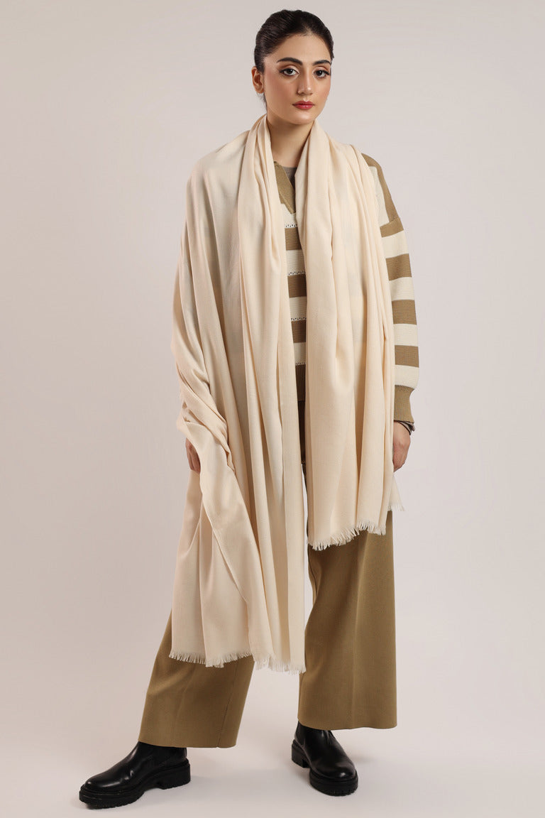 Woolen Shawl - Light Cream