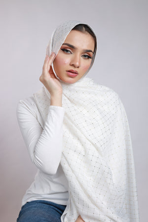 Embellished Viscose - Pearl White