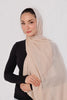Ivory Nude Modal Hijab - worn by model, lightweight and flowy drape.