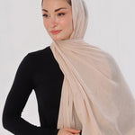 Ivory Nude Modal Hijab - close-up of smooth modal fabric texture.