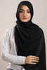 Jet Black Modal Hijab - worn by model, lightweight and flowy drape.