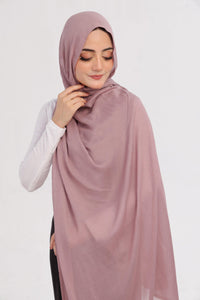 Mauve Modal Hijab - worn by model, lightweight and flowy drape.