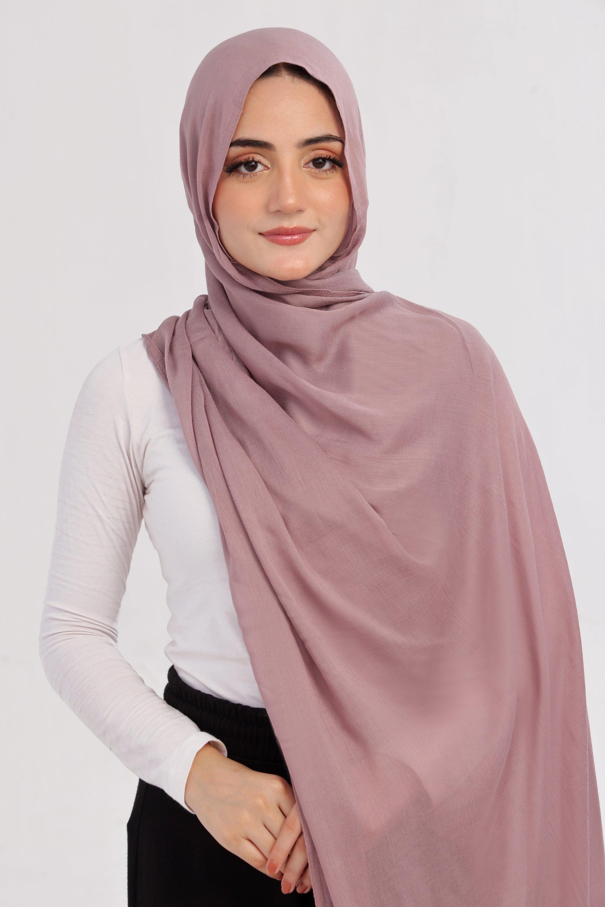 Mauve Modal Hijab - close-up of smooth modal fabric texture.
