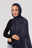 Navy Blue Modal Hijab - worn by model, lightweight and flowy drape.