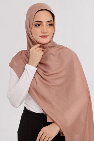 Nude Brown Modal Hijab - close-up of smooth modal fabric texture.