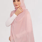 Nude Rose Modal Hijab - worn by model, lightweight and flowy drape.