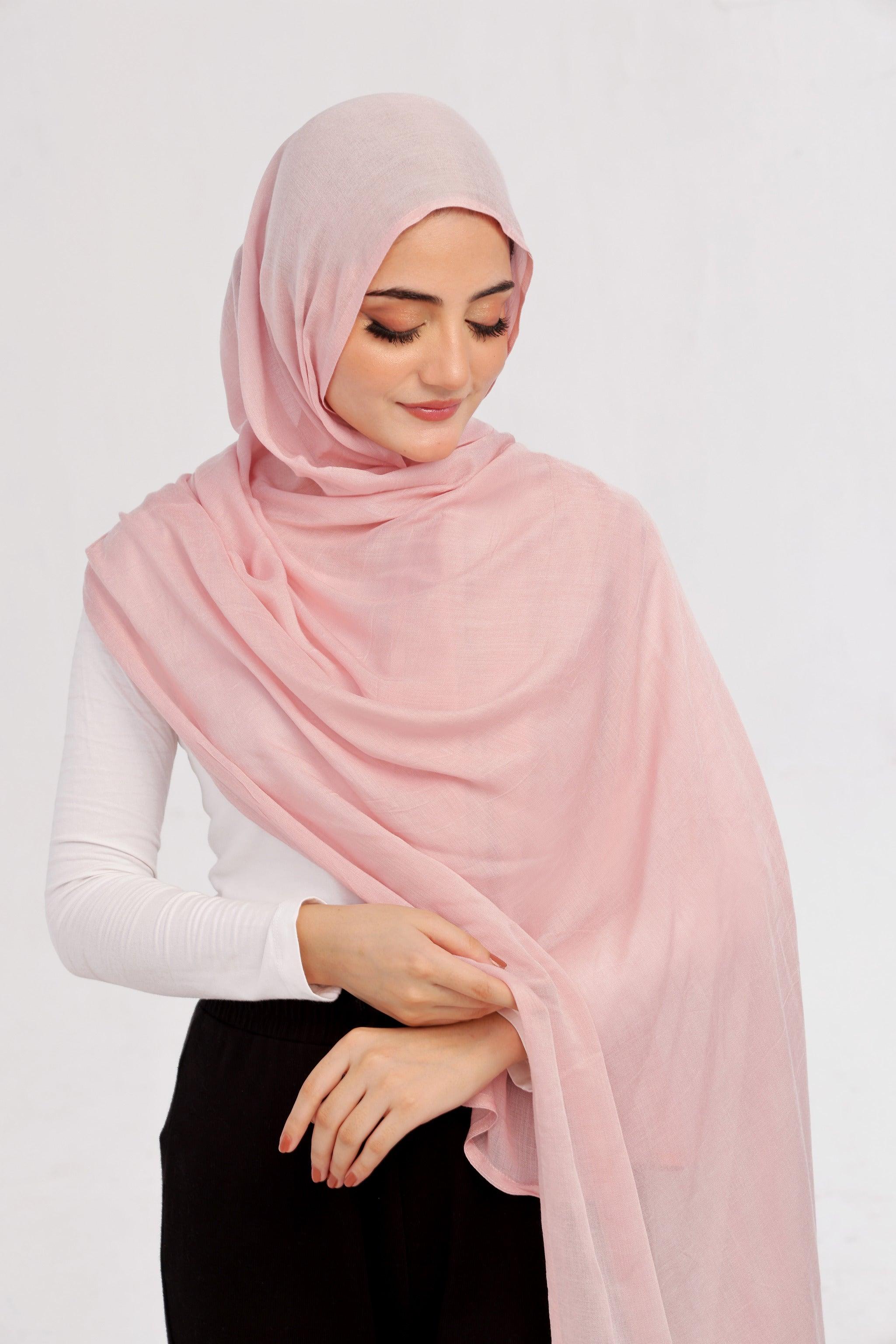 Nude Rose Modal Hijab - close-up of smooth modal fabric texture.