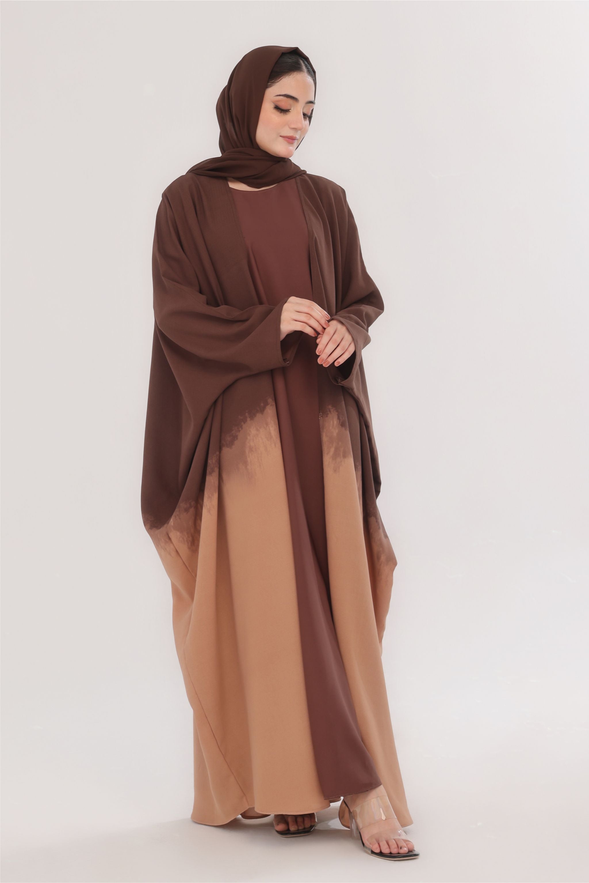 Ombre Farshi Cut Abaya - Sunset Hues