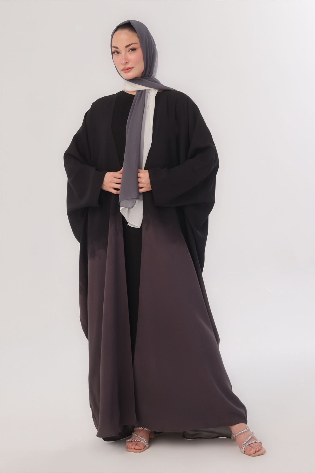 Ombre Farshi Cut Abaya - Whispers of Ash