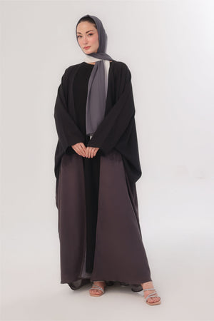 Ombre Farshi Cut Abaya - Whispers of Ash