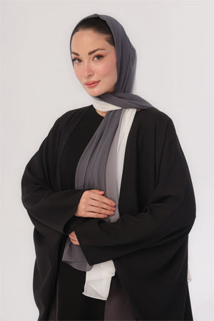 Ombre Farshi Cut Abaya - Whispers of Ash