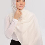 Pearl White Modal Hijab - close-up of smooth modal fabric texture.