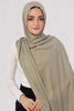 Pistachio Modal Hijab - worn by model, lightweight and flowy drape.