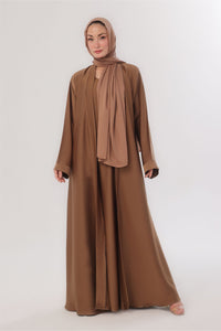 Sleek Kimono Style Abaya - Caramel Café