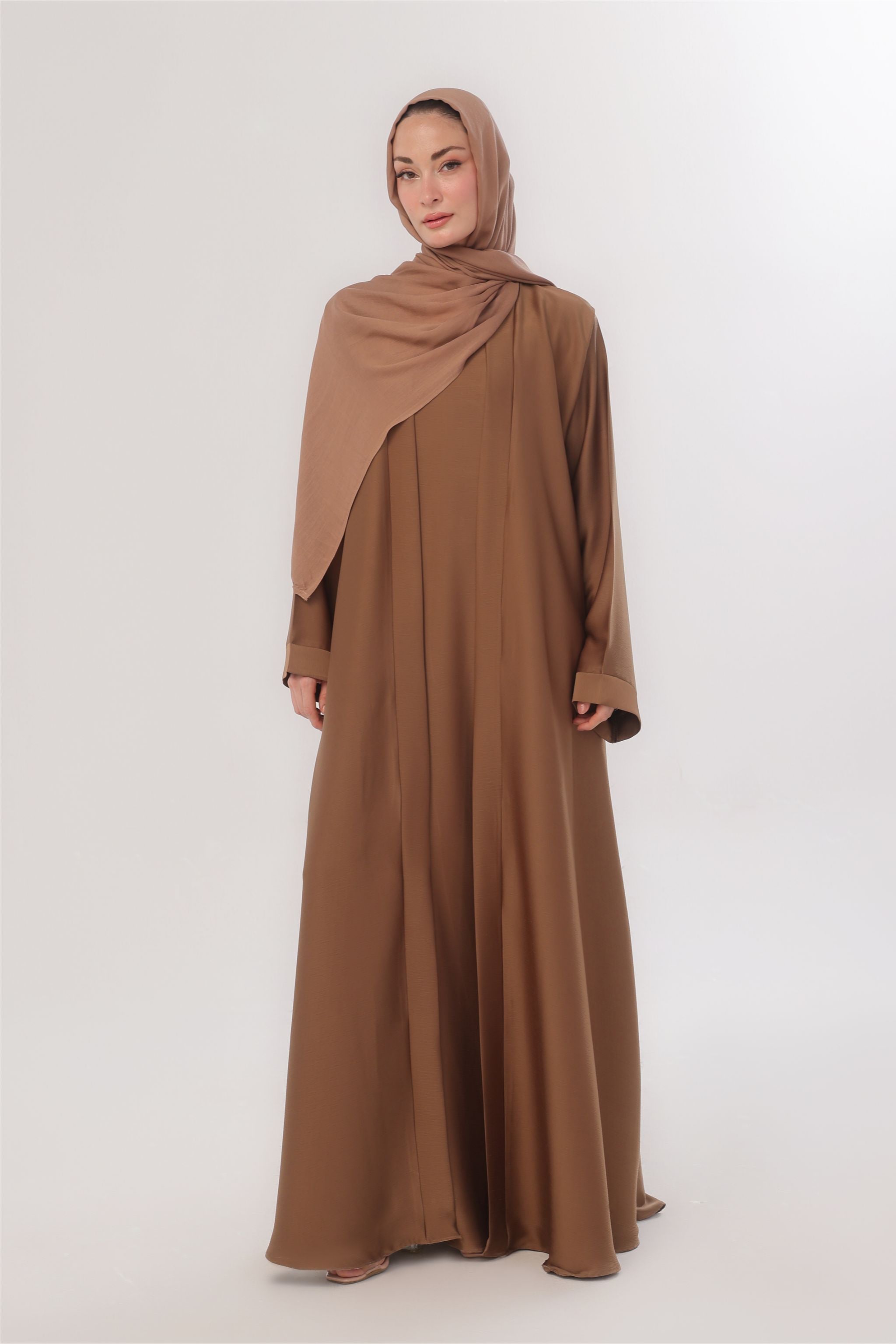 Sleek Kimono Style Abaya - Caramel Café