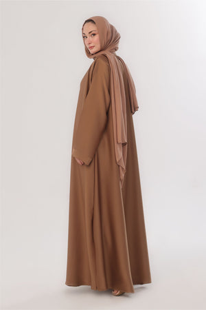 Sleek Kimono Style Abaya - Caramel Café