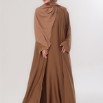 Sleek Kimono Style Abaya - Caramel Café