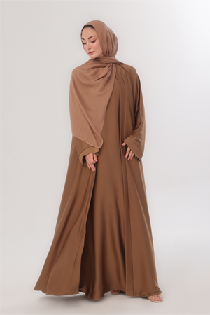 Sleek Kimono Style Abaya - Caramel Café