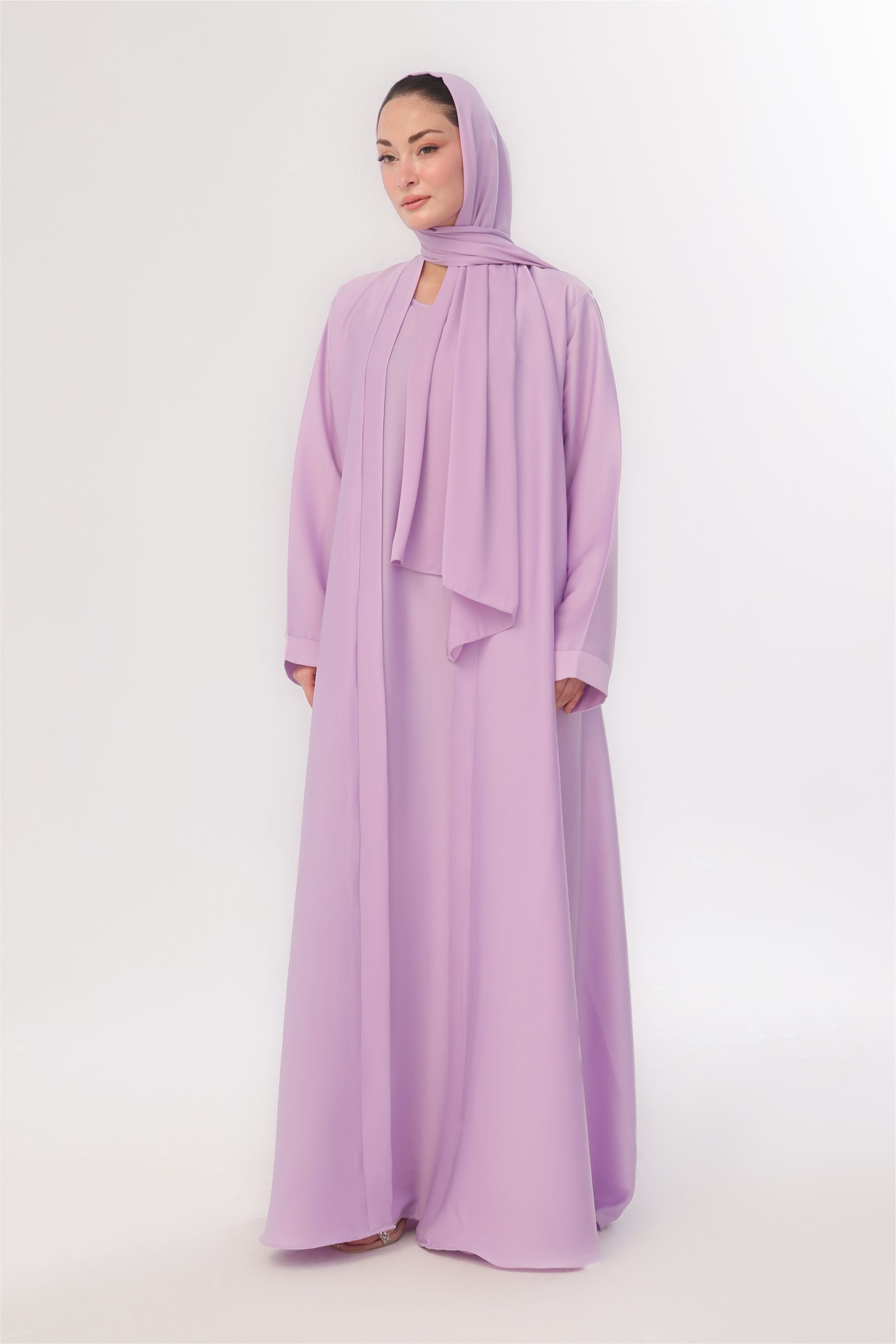 Sleek Kimono Style Abaya - Lavender